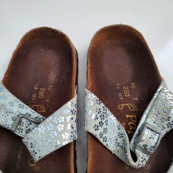 Birkenstock Papillio Mayari Blue Metallic Floral Sandals - Picture 2 of 6